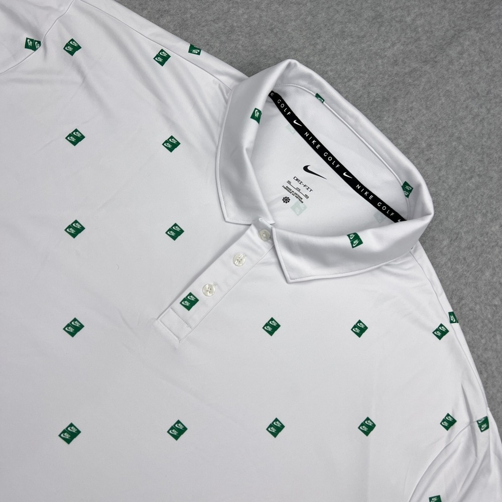 Nike Par Golf Polo Mens 4XL White Logo Print Dri-FIT Short Sleeve Shirt II4131